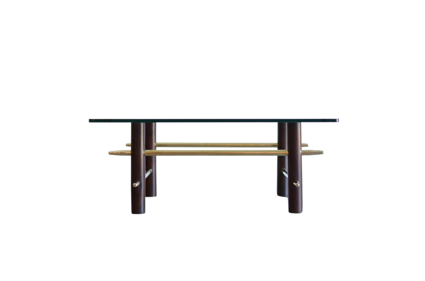 Vintage Mahogany and Brass Coffee Table, C. 1950s