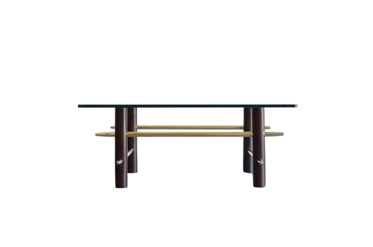 Vintage Mahogany and Brass Coffee Table, C. 1950s