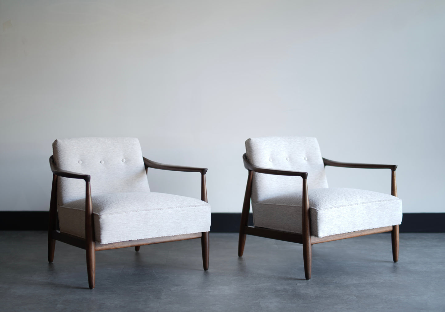 Set of Walnut Lounge Chairs by Erwin Lambeth, C. 1950s