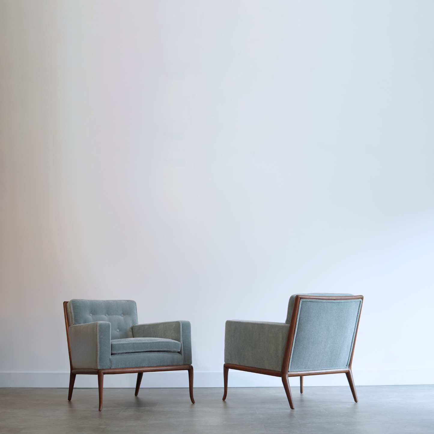 Set of Club Chairs by T.H. Robsjohn-Gibbings in Mohair, C. 1950s