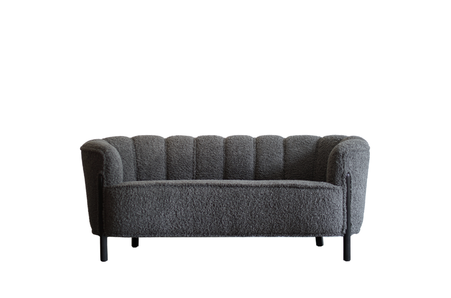 Scandinavian Cabinetmaker Loveseat in Charcoal Bouclé, Sweden, C. 1940s