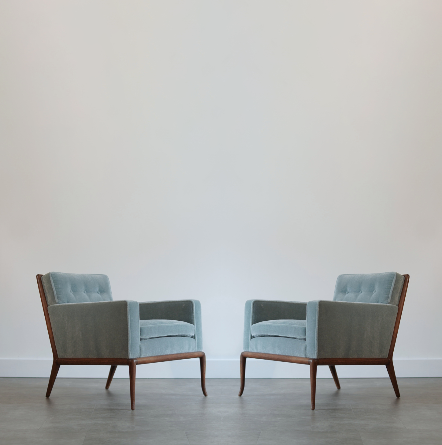 Set of Club Chairs by T.H. Robsjohn-Gibbings in Mohair, C. 1950s