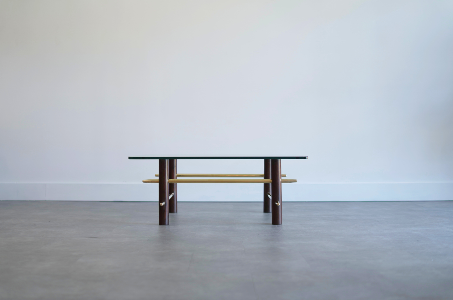 Vintage Mahogany and Brass Coffee Table, C. 1950s