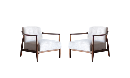 Set of Walnut Lounge Chairs by Erwin Lambeth, C. 1950s