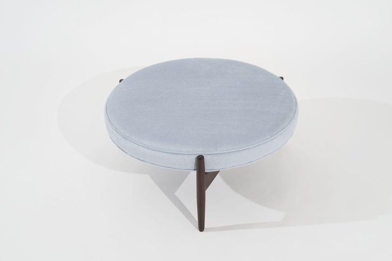Jens Risom Ottoman in Light Blue Mohair, C. 1960s