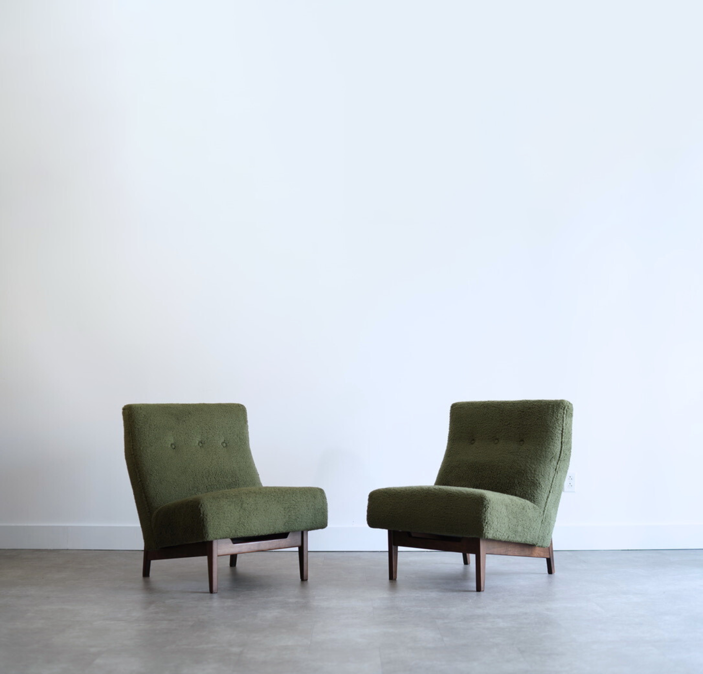 Set of Slipper Chairs by Jens Risom in Teddy Wool , C. 1950s