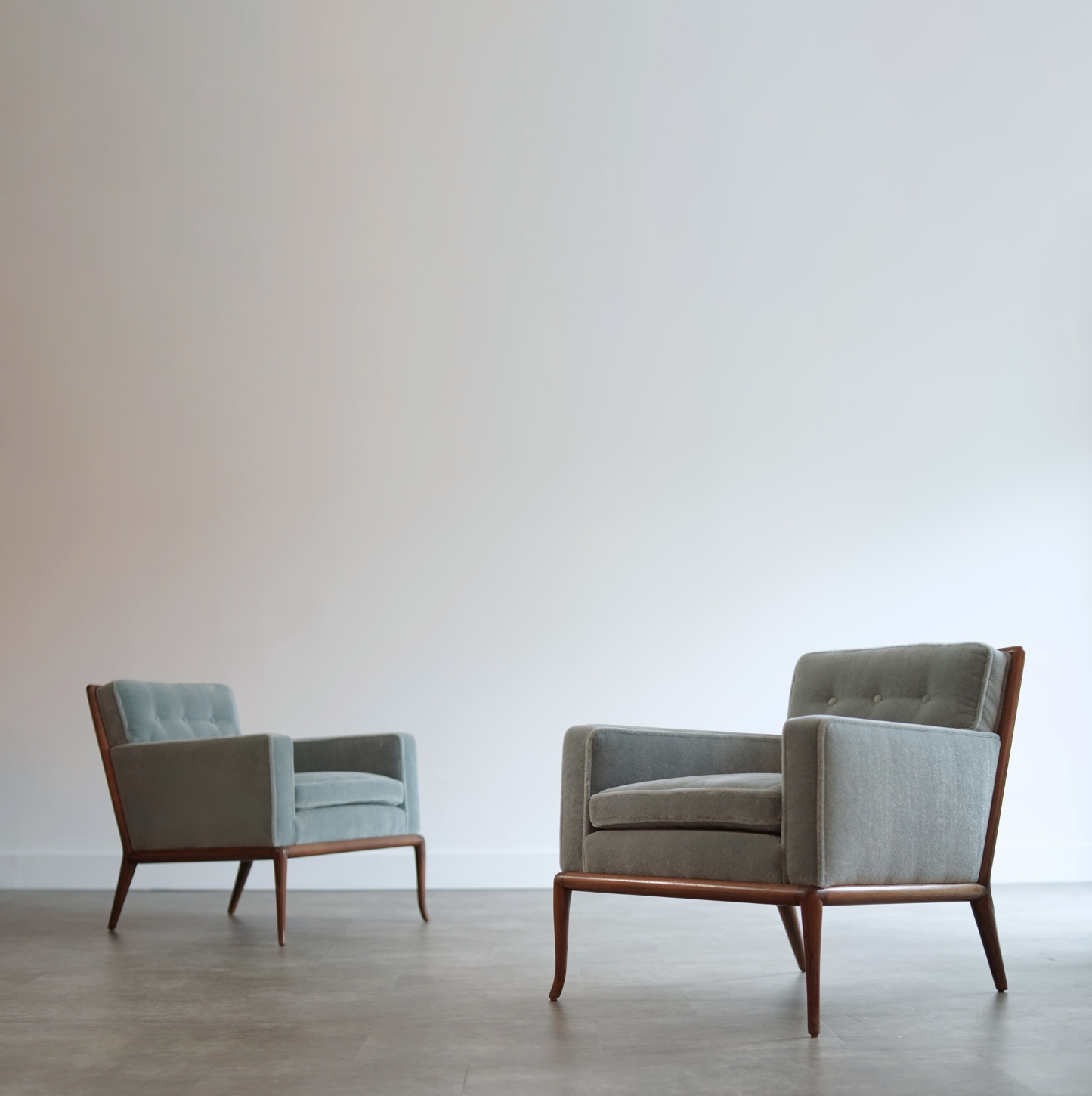 Set of Club Chairs by T.H. Robsjohn-Gibbings in Mohair, C. 1950s