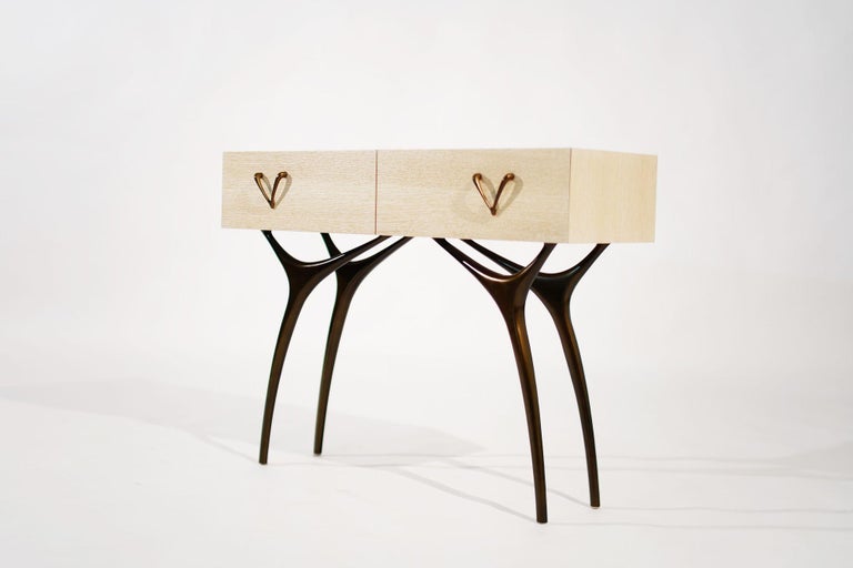 Crescent Console in White Oak and Bronze