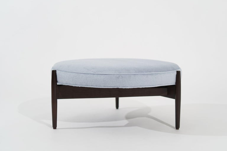 Jens Risom Ottoman in Light Blue Mohair, C. 1960s