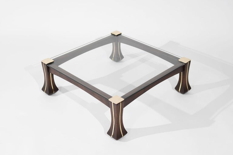 Luciano Frigerio Mahogany and Brass "Ussaro" Coffee Table, C. 1970s