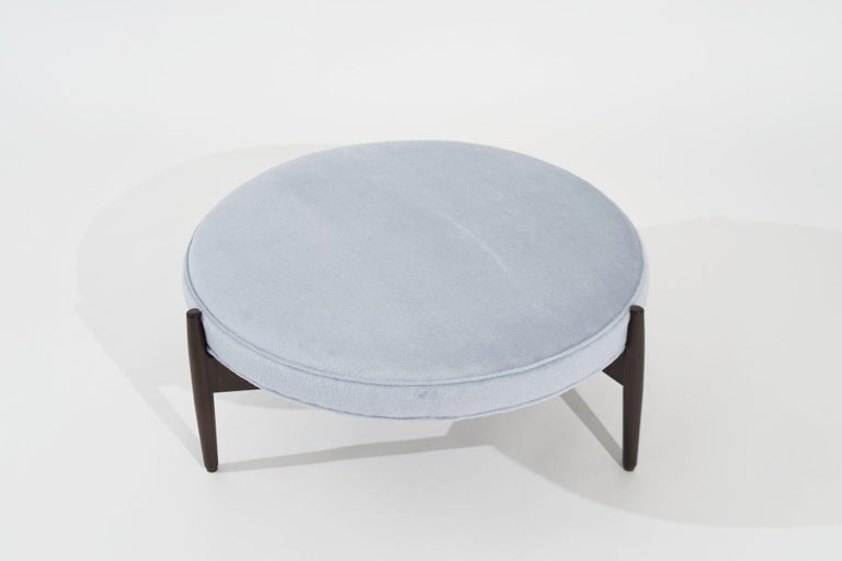 Jens Risom Ottoman in Light Blue Mohair, C. 1960s