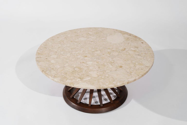Sheaf of Wheat Travertine Top Coffee Table by Edward Wormley, C. 1950s