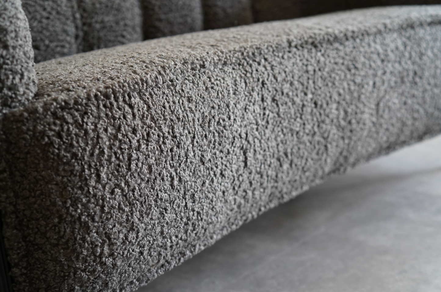 Scandinavian Cabinetmaker Loveseat in Charcoal Bouclé, Sweden, C. 1940s