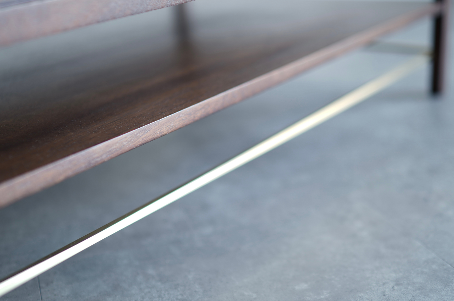 Edward Wormley Brass Stretcher Walnut Coffee Table, C. 1950s