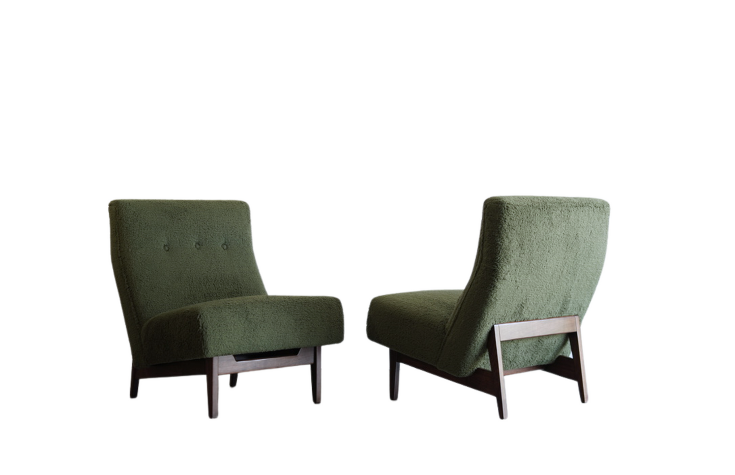 Set of Slipper Chairs by Jens Risom in Teddy Wool , C. 1950s