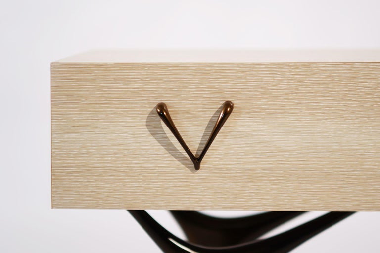 Crescent Console in White Oak and Bronze