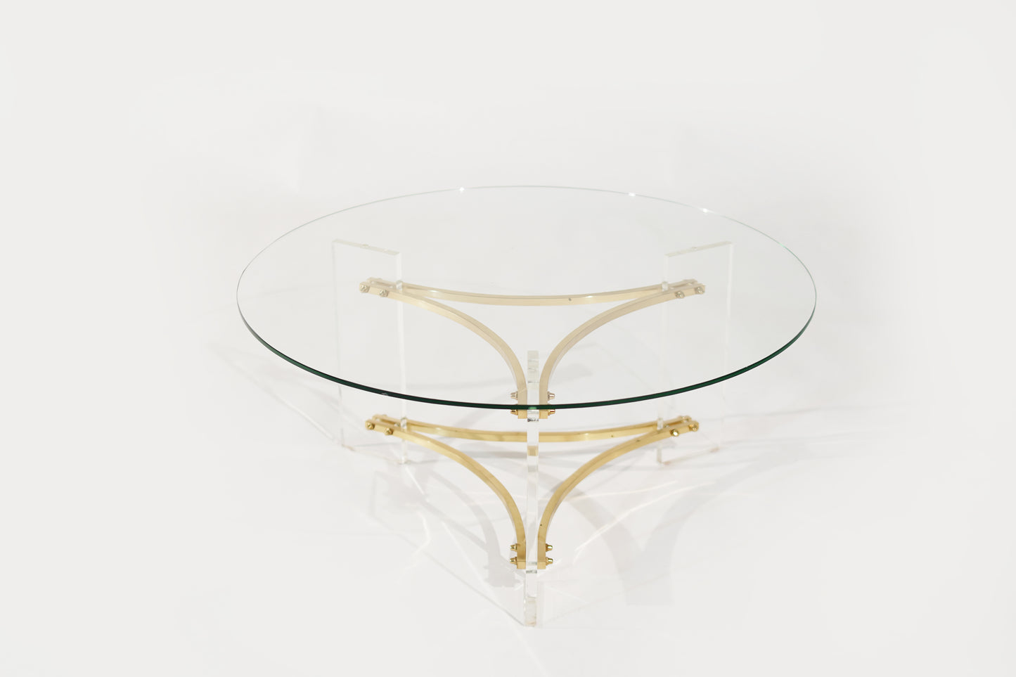 Lucite and Brass Coffee Table by Charles Hollis-Jones, C. 1970s