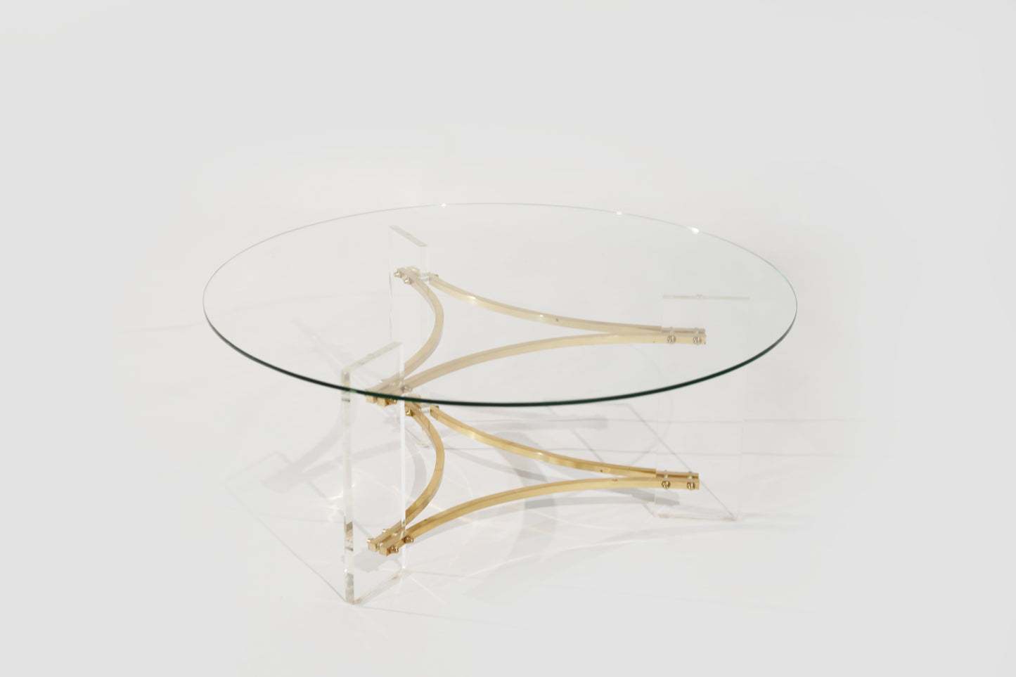 Lucite and Brass Coffee Table by Charles Hollis-Jones, C. 1970s