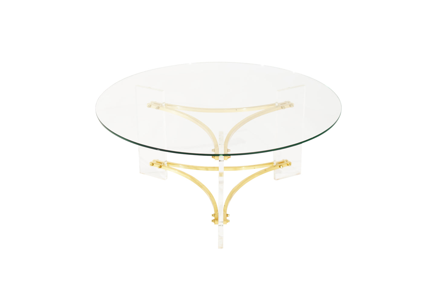 Lucite and Brass Coffee Table by Charles Hollis-Jones, C. 1970s