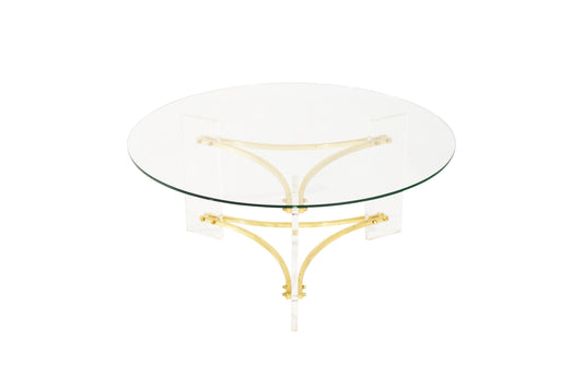 Lucite and Brass Coffee Table by Charles Hollis-Jones, C. 1970s