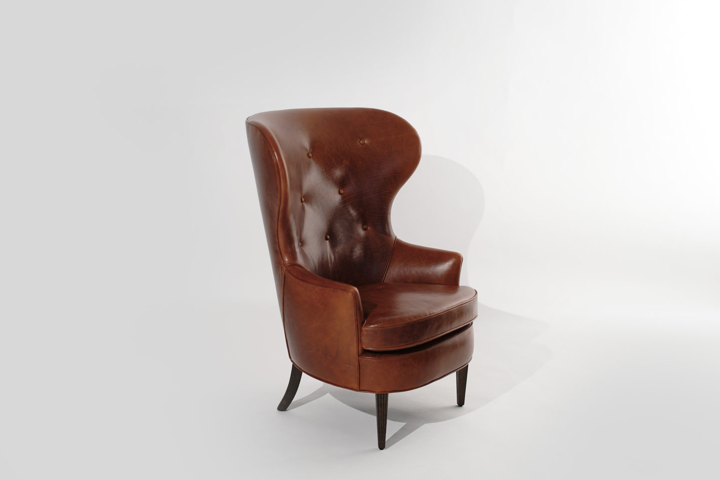 Vintage Wingback Chair in Cognac Leather, C. 1950s