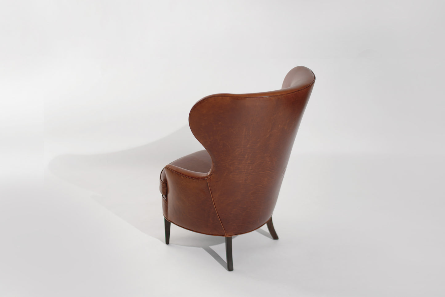 Vintage Wingback Chair in Cognac Leather, C. 1950s