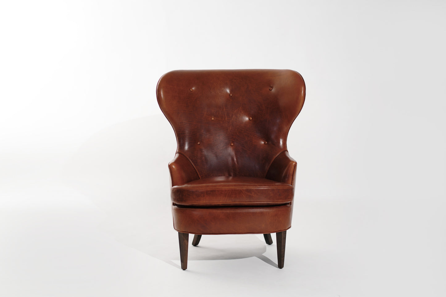 Vintage Wingback Chair in Cognac Leather, C. 1950s