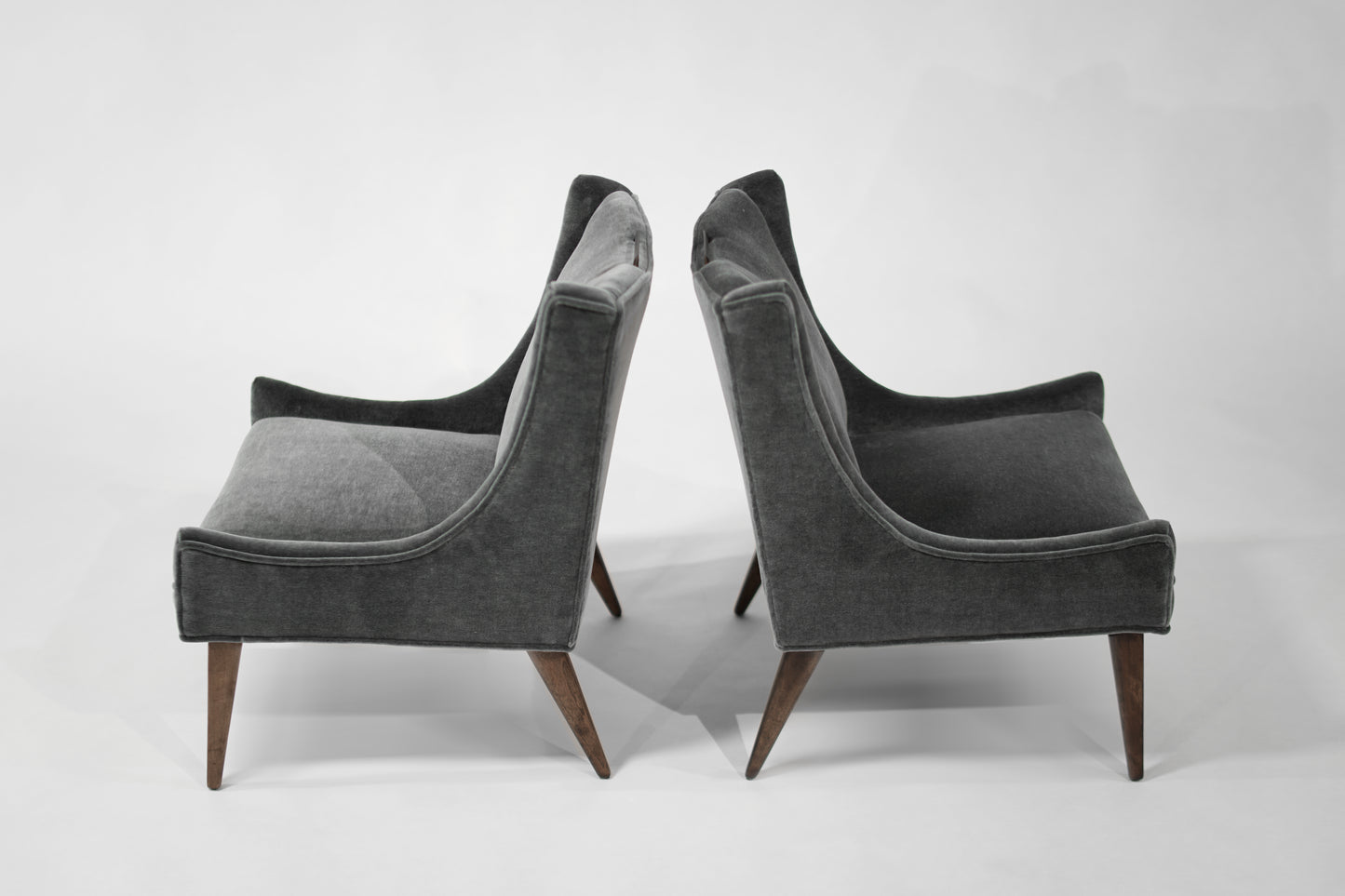 Set of Slipper Chairs by Selig in Plush Mohair, C. 1950s