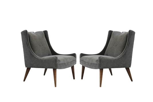 Set of Slipper Chairs by Selig in Plush Mohair, C. 1950s