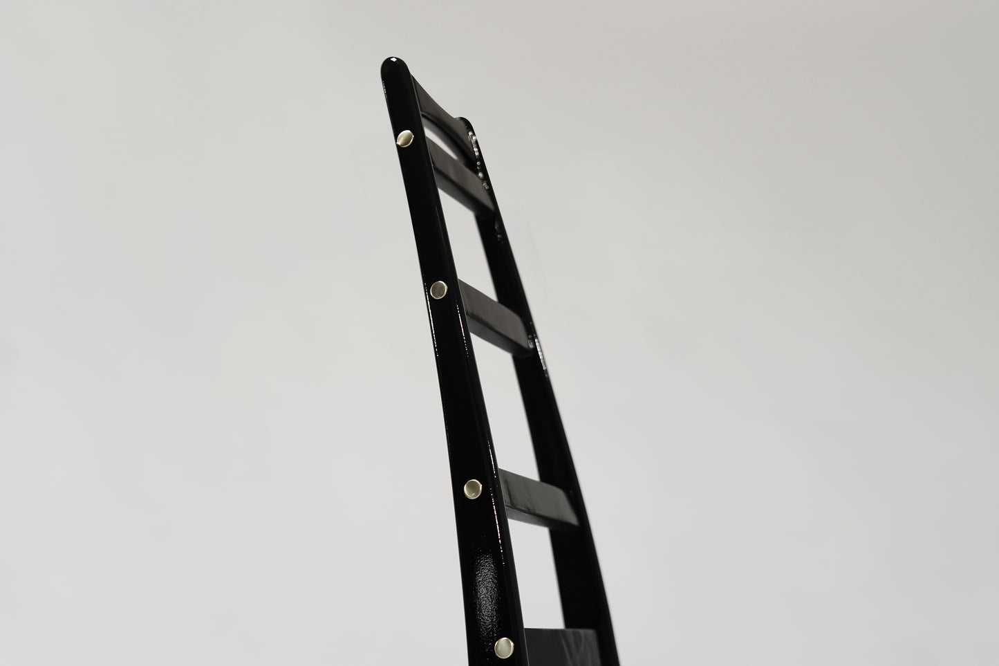 Set of Ebonized Ladder-Back Chairs w/ Brass Accents, C. 1950s