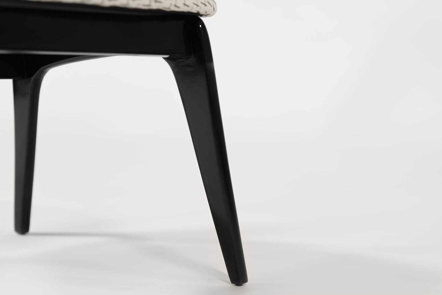 Set of Ebonized Ladder-Back Chairs w/ Brass Accents, C. 1950s