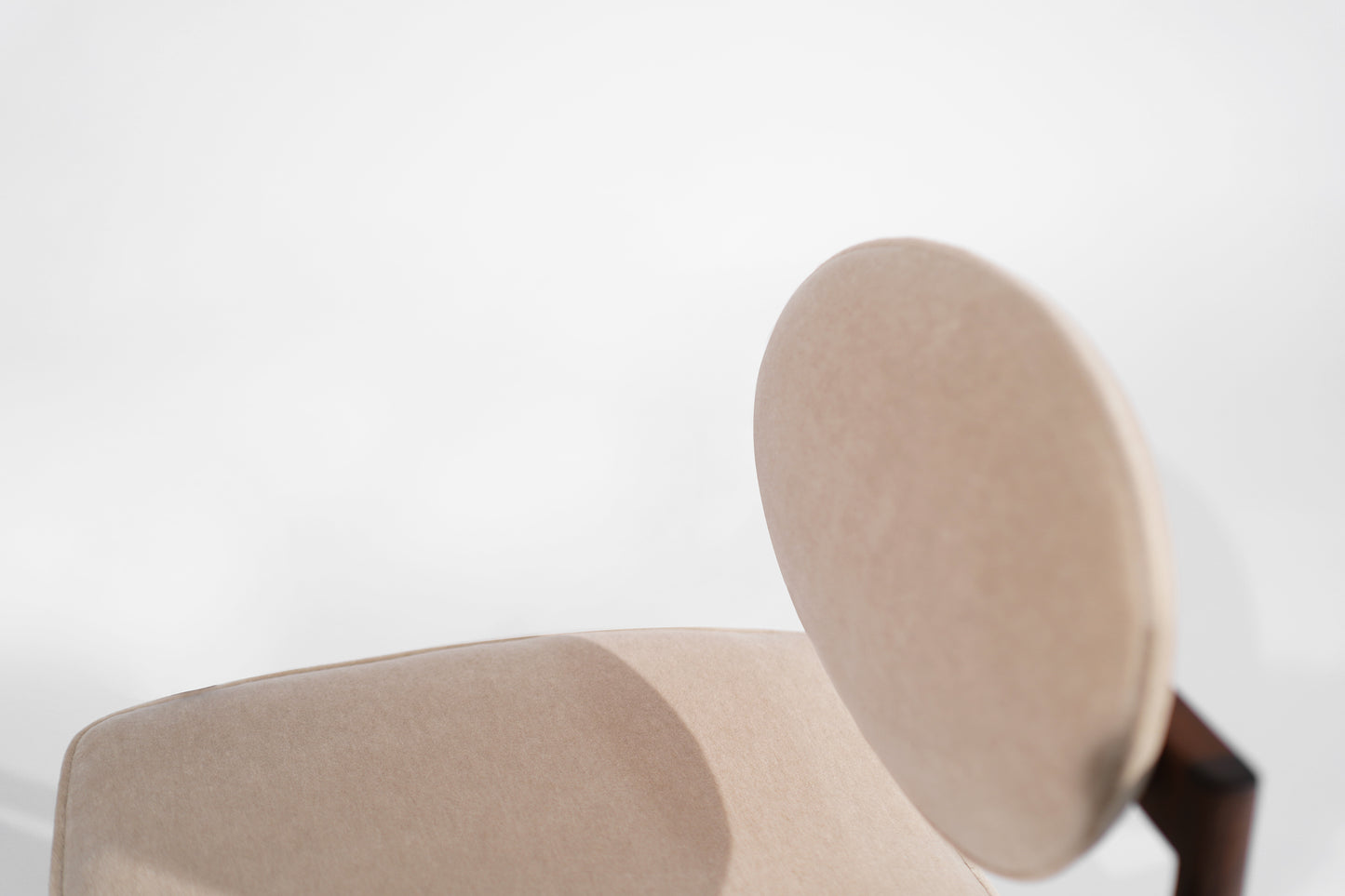 Set of Walnut Side Chairs by Jens Risom in Natural Mohair, C. 1950s