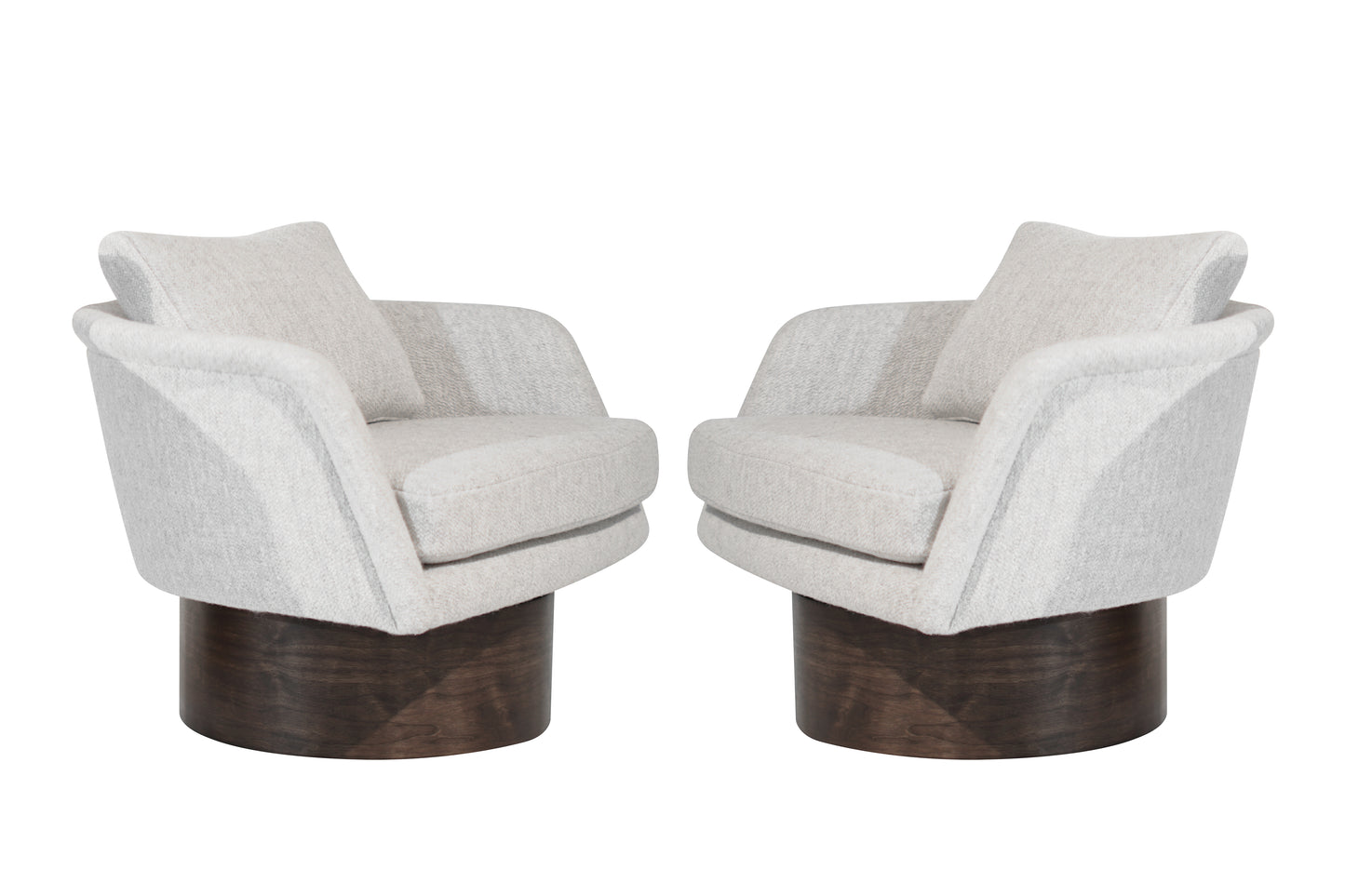 Set of Swivel Lounges on Walnut Supports by Leon Rosen, C. 1970s