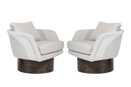 Set of Swivel Lounges on Walnut Supports by Leon Rosen, C. 1970s