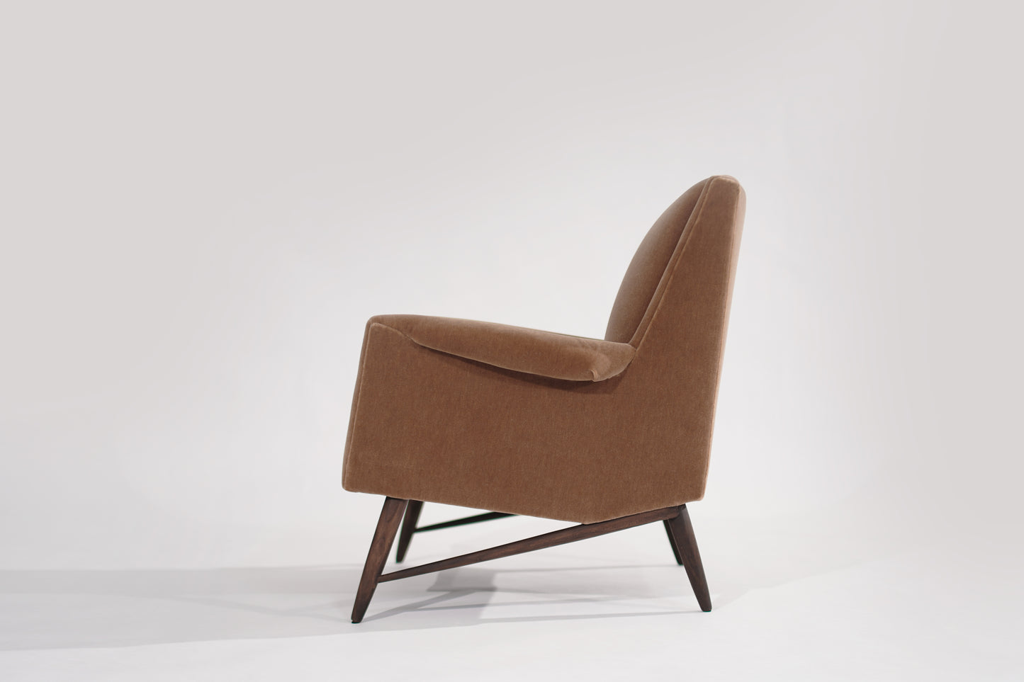 Scandinavian Modern Lounge Chair in Gold Mohair, C. 1950s