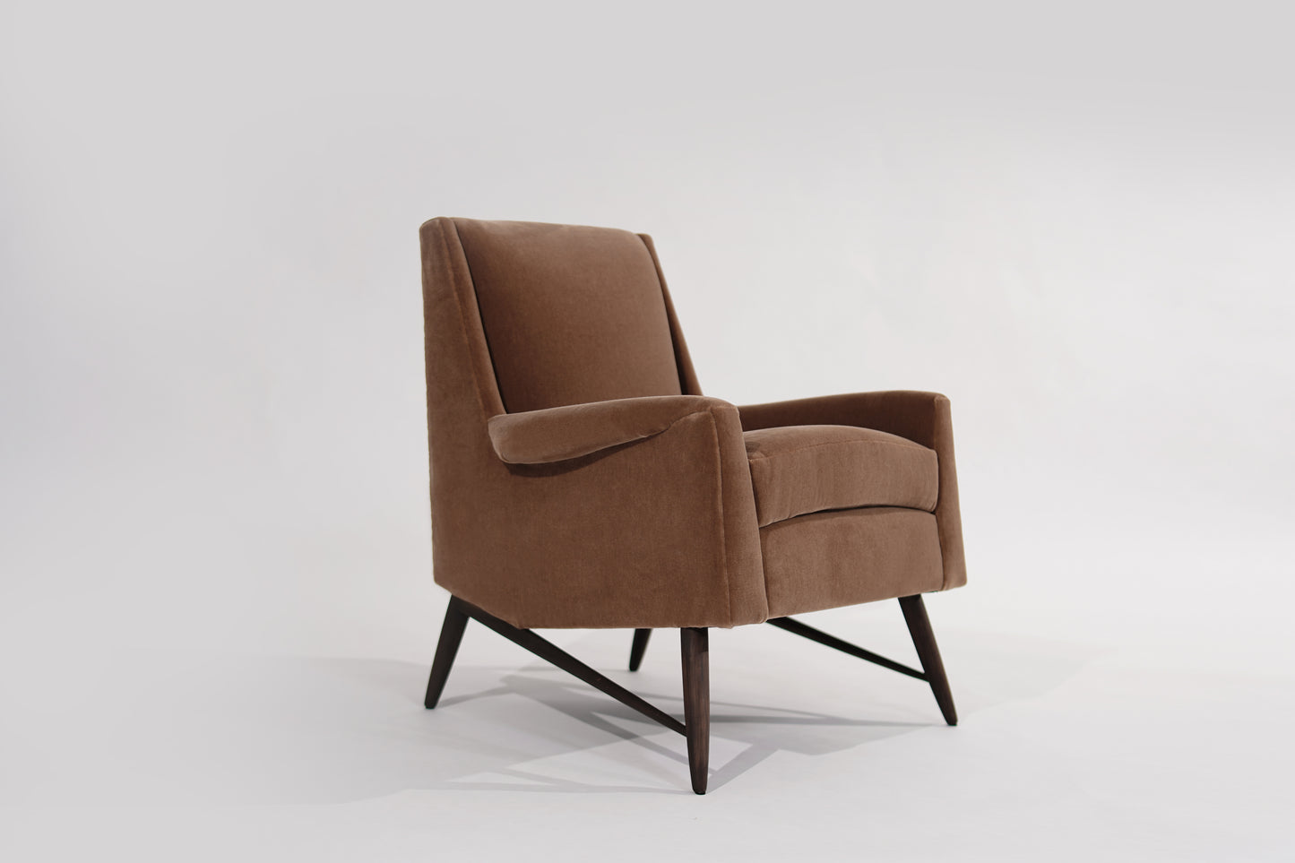 Scandinavian Modern Lounge Chair in Gold Mohair, C. 1950s