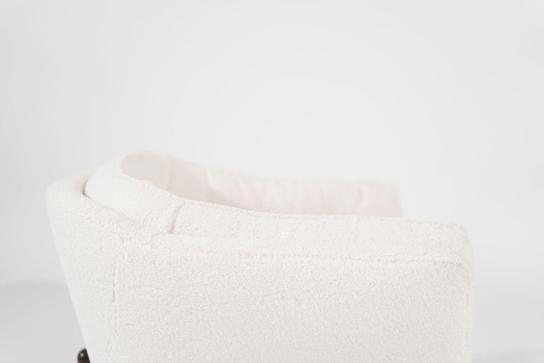 Set of Transitional Tripod Lounge Chairs in Wool, circa 1950s