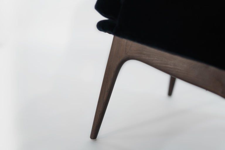 Set of Slipper Chairs by Adrian Pearsall in Navy Mohair, 1950s