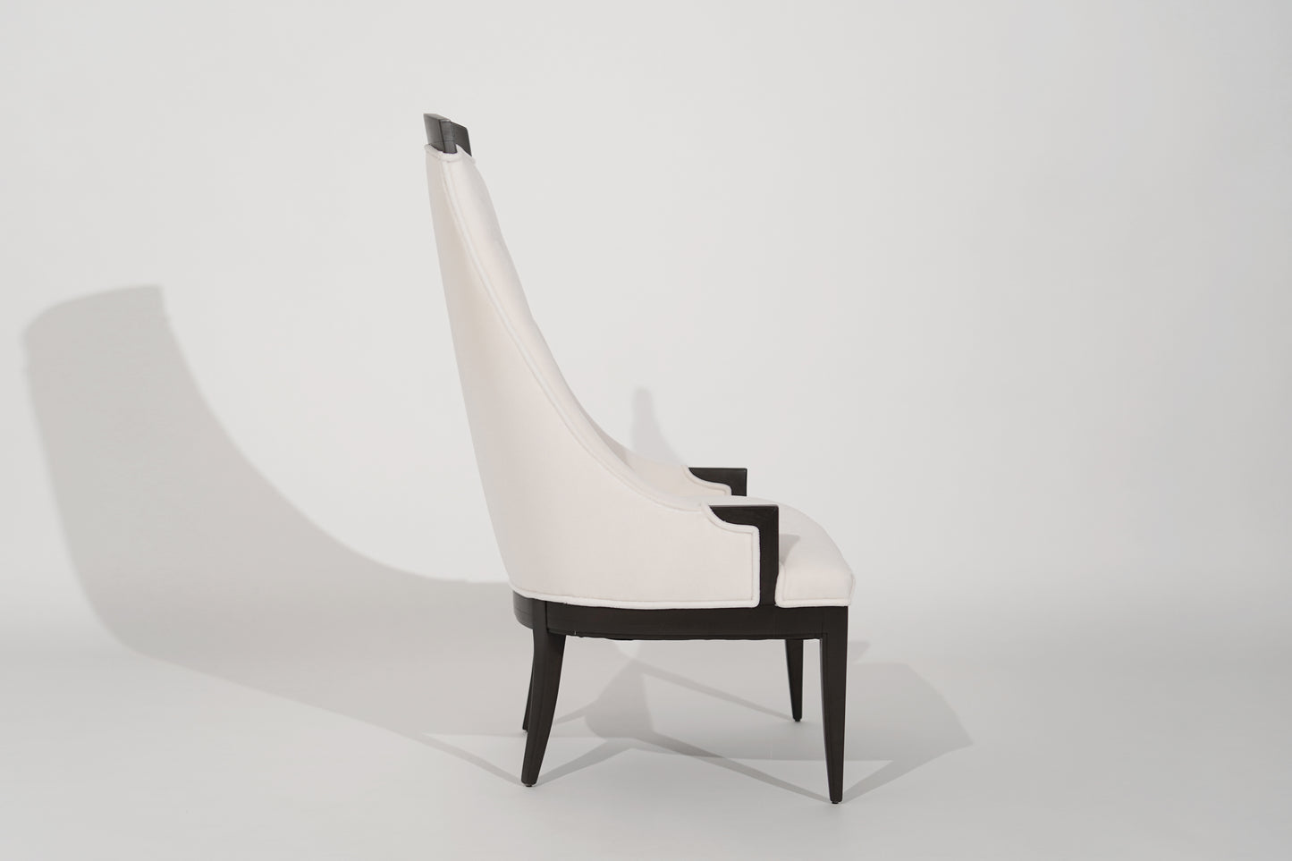 Highback Accent Chair in Ivory Mohair, C. 1950s