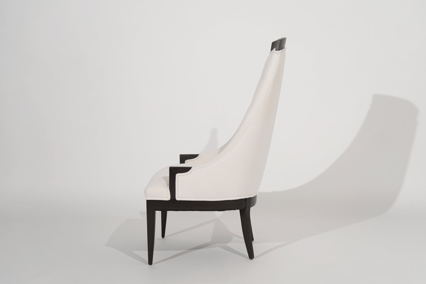 Highback Accent Chair in Ivory Mohair, C. 1950s