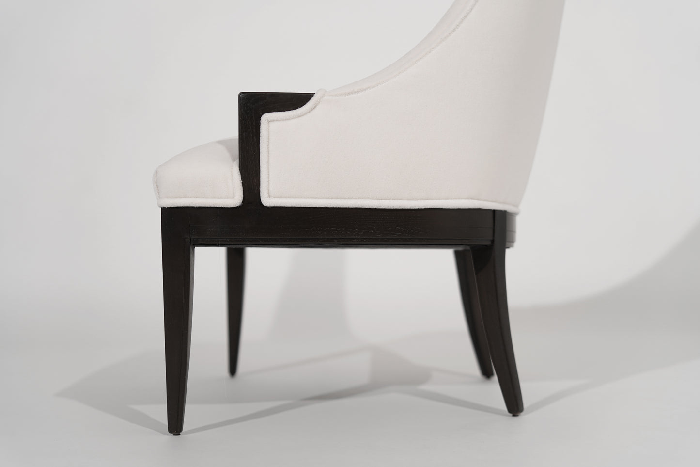 Highback Accent Chair in Ivory Mohair, C. 1950s