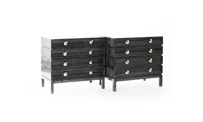 Stacked Bedside Tables in Black Ceruse