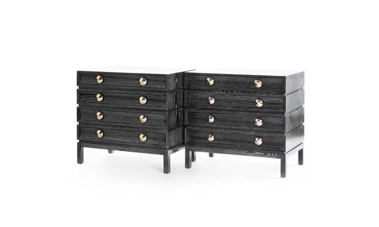 Stacked Bedside Tables in Black Ceruse
