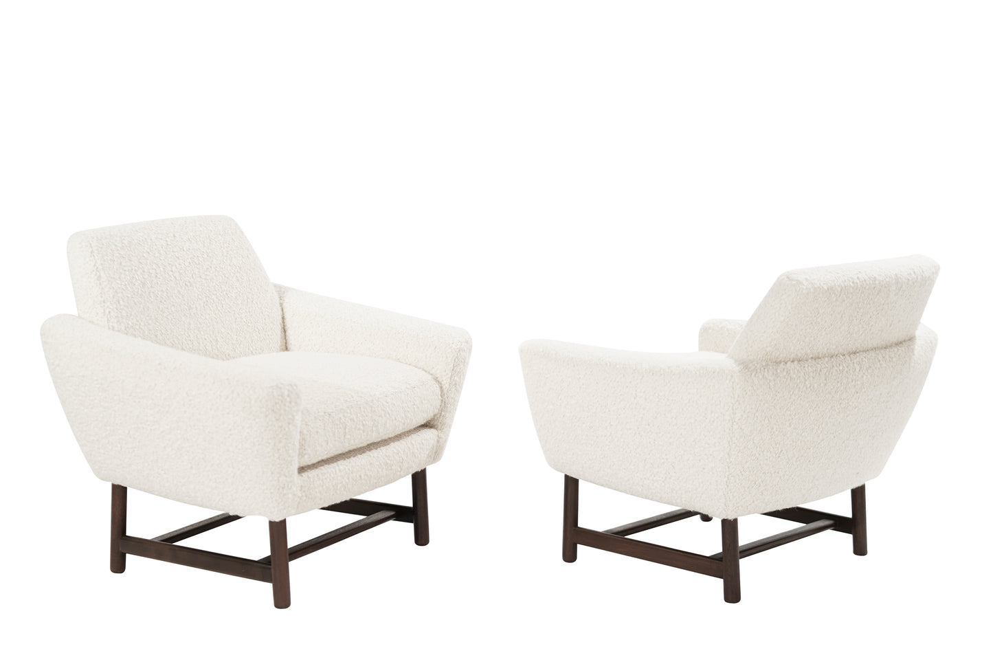 Sculptural Low-Profile Lounge Chairs in Bouclé, Denmark, 1950s