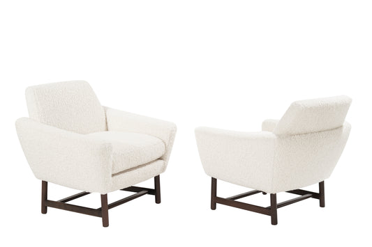 Sculptural Low-Profile Lounge Chairs in Bouclé, Denmark, 1950s