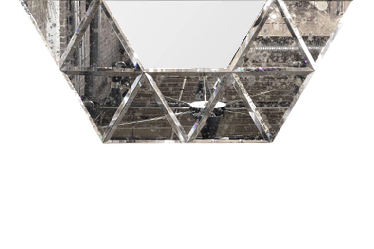 Large Hexagonal Antiqued Mirror