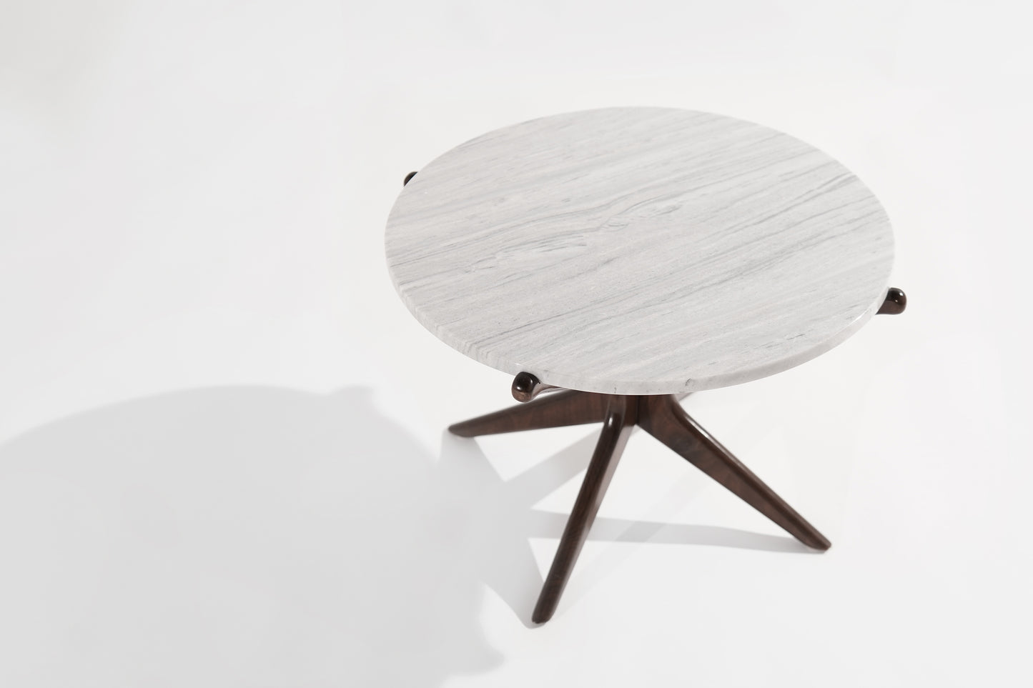 Modernist Gazelle End Table in Walnut and Marble