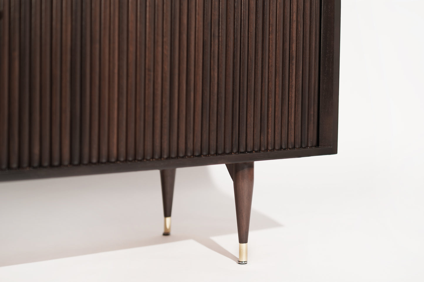 Mid-Century Brass and Walnut Credenza, C. 1950s