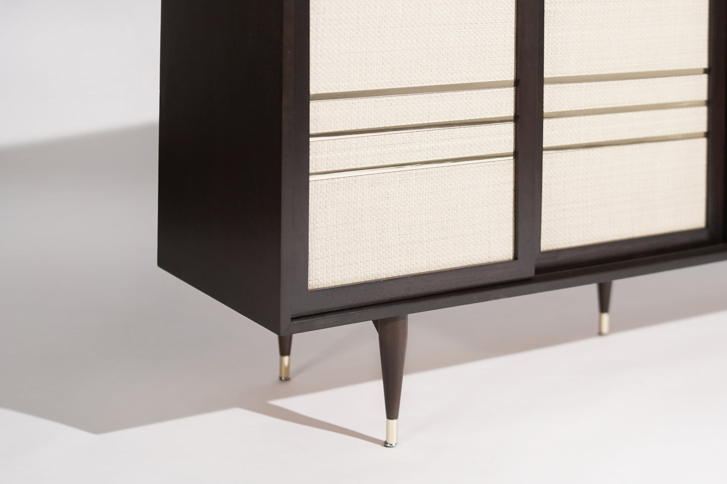 Mid-Century Brass and Walnut Credenza, C. 1950s