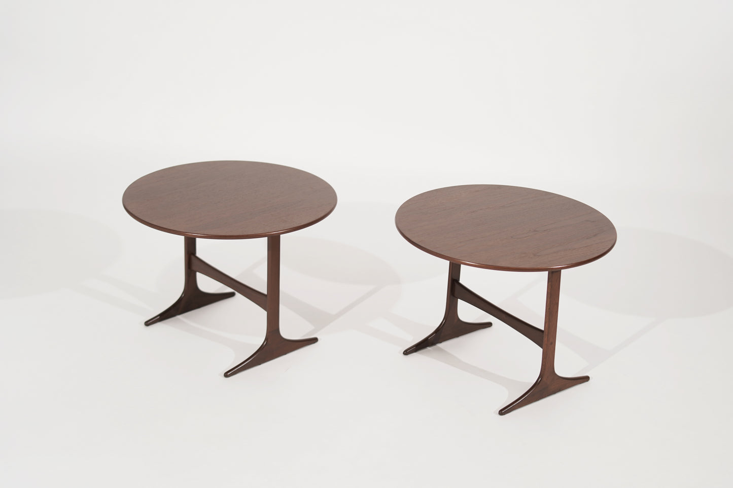 Walnut End Tables by Sven Engstrom & Gunnar Myrstrand, Sweden, circa 1960s